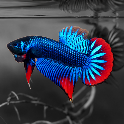 Wild Blue Imbellis Red Tail Male Betta Fish
