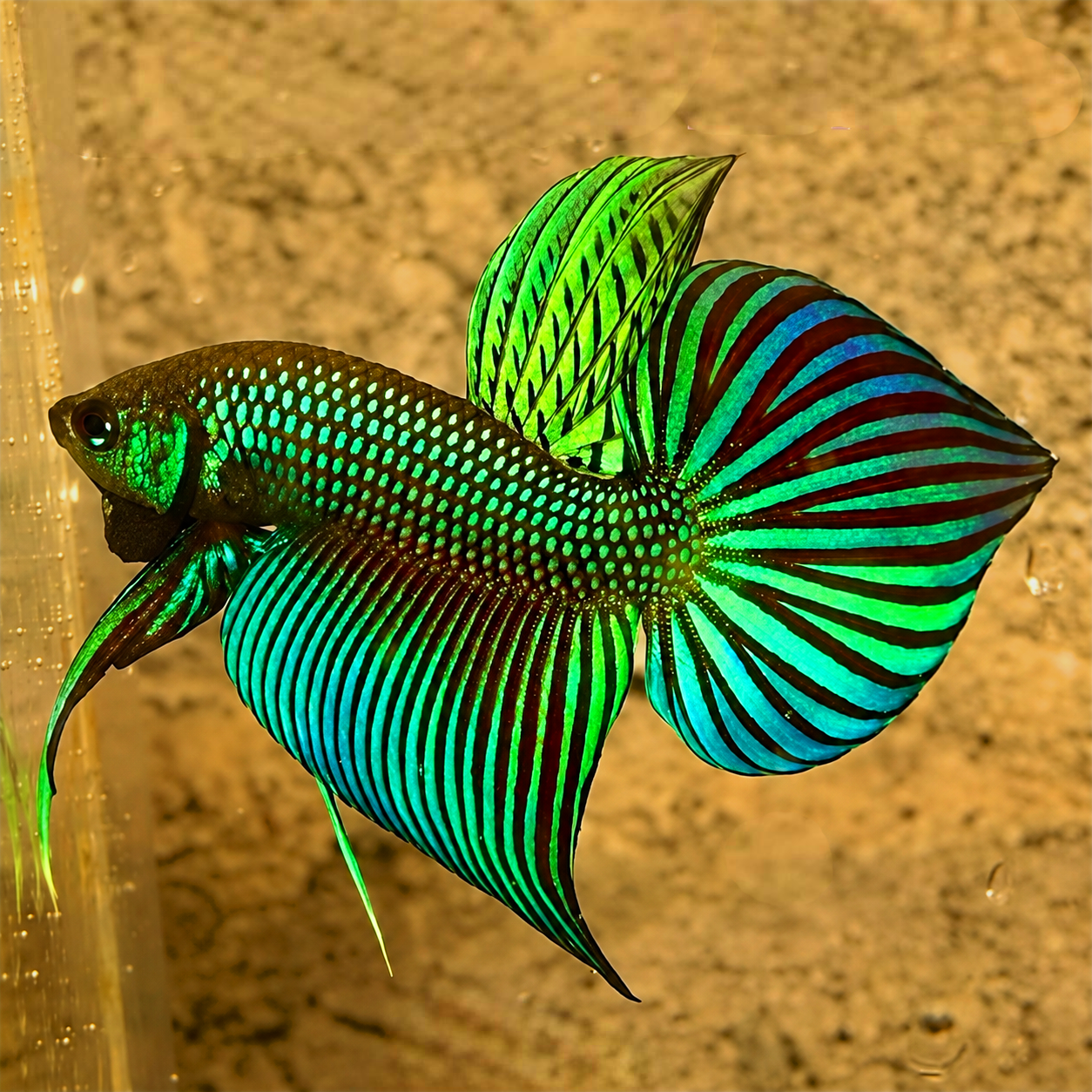Wild Green Mahachaiensis Male Betta Fish